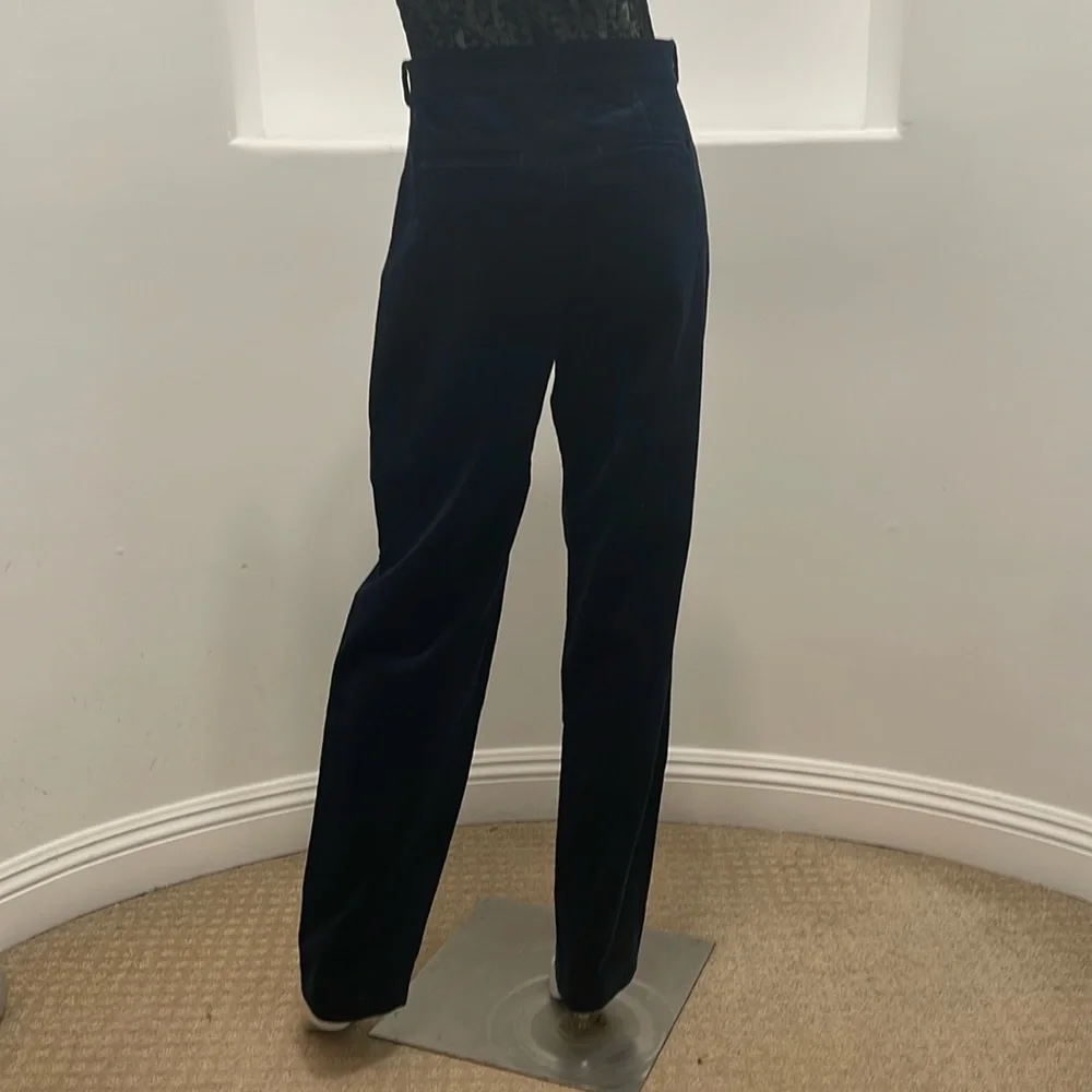 A.L.C. Pleated Tori Corduroy Straight Leg High Rise Pants Navy blue